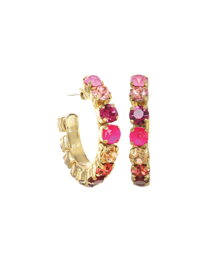 Jubilee Hoops Gold Plated, Purple Pink Mixed Crystal