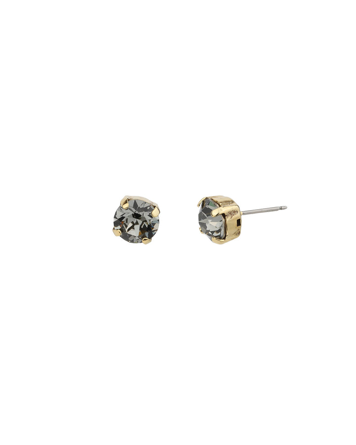 TOVA-Oakland Studs | 8mm-Earrings-Gold Plated, Black Diamond Crystal-Blue Ruby Jewellery-Vancouver Canada