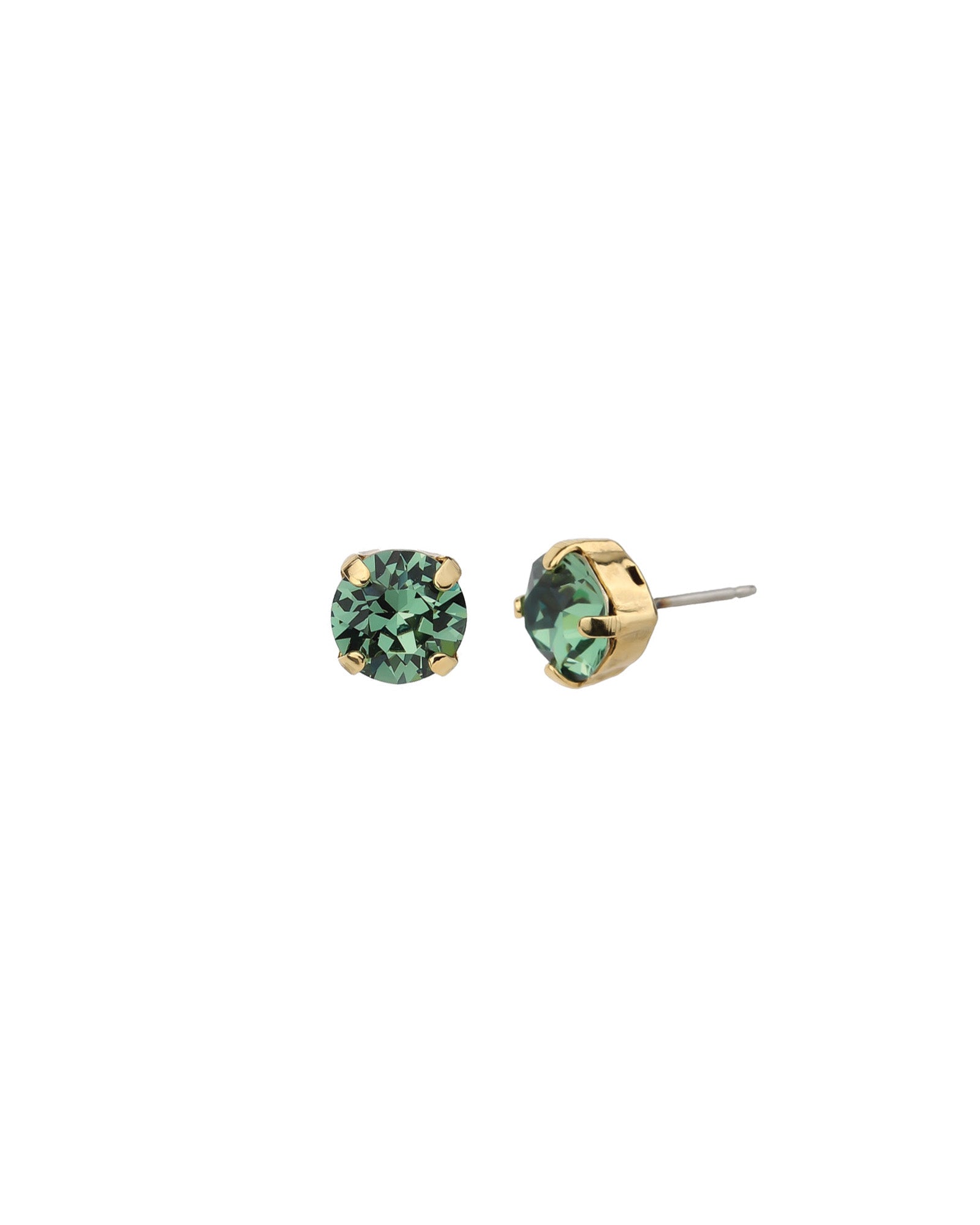 TOVA-Oakland Studs | 8mm-Earrings-14k Gold Plated, Erinite Crystal-Blue Ruby Jewellery-Vancouver Canada