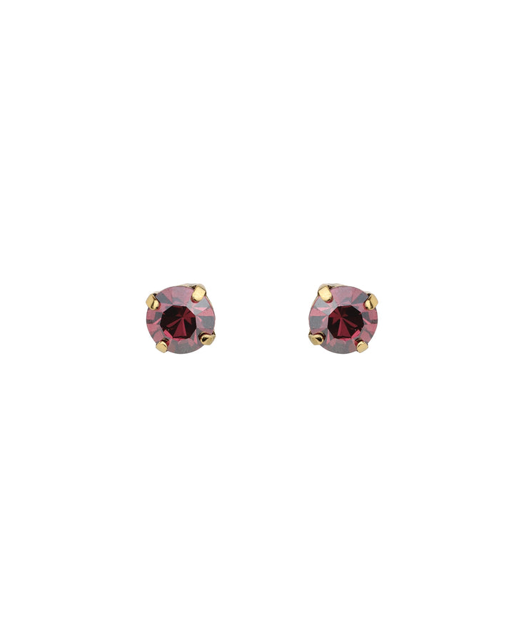 TOVA-Oakland Studs | 8mm-Earrings-Gold Plated, Rose Lustre Crystal-Blue Ruby Jewellery-Vancouver Canada