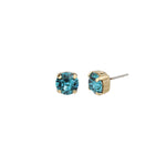 TOVA-Oakland Studs | 8mm-Earrings-14k Gold Plated, Indicolite Crystal-Blue Ruby Jewellery-Vancouver Canada