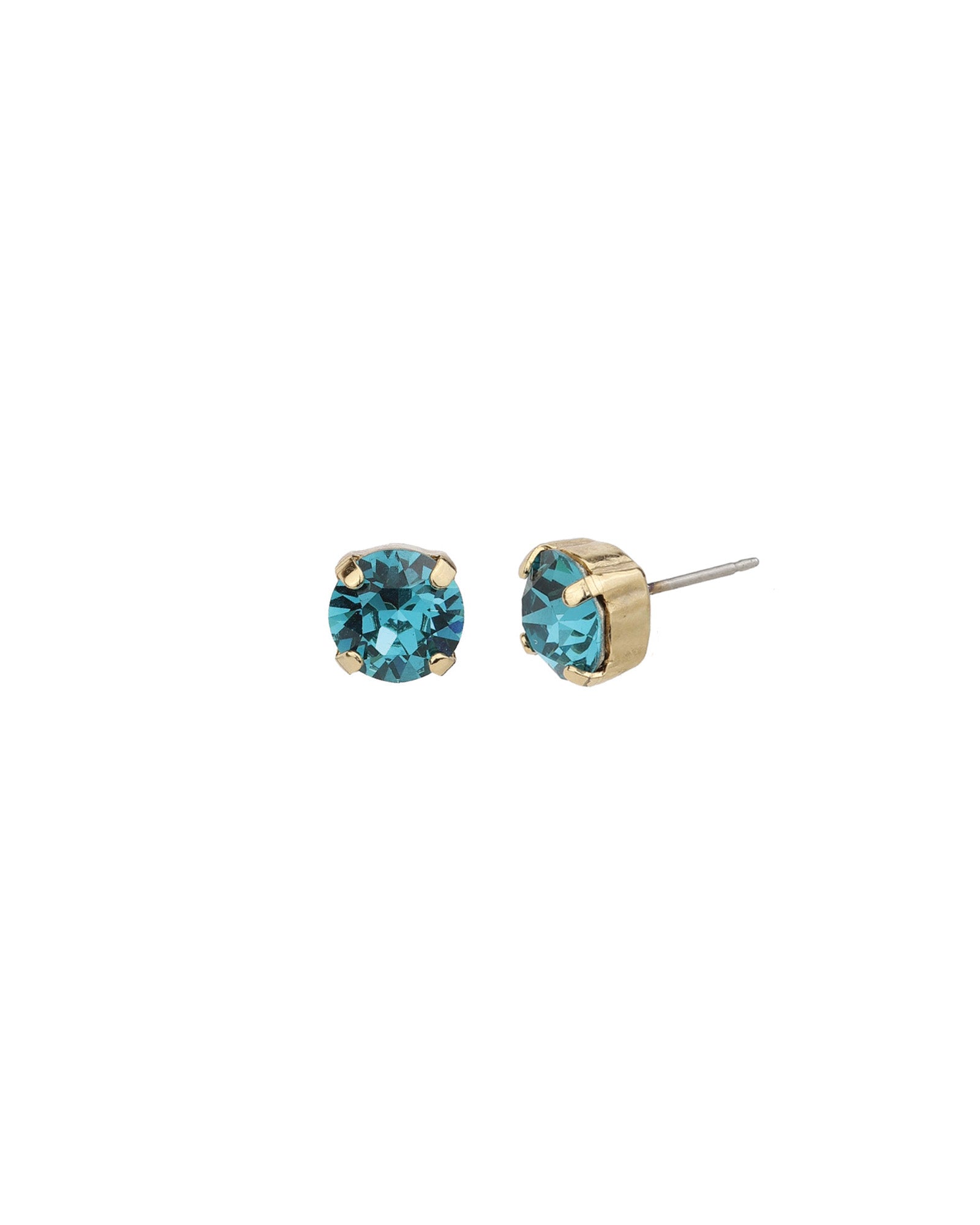 TOVA-Oakland Studs | 8mm-Earrings-14k Gold Plated, Indicolite Crystal-Blue Ruby Jewellery-Vancouver Canada
