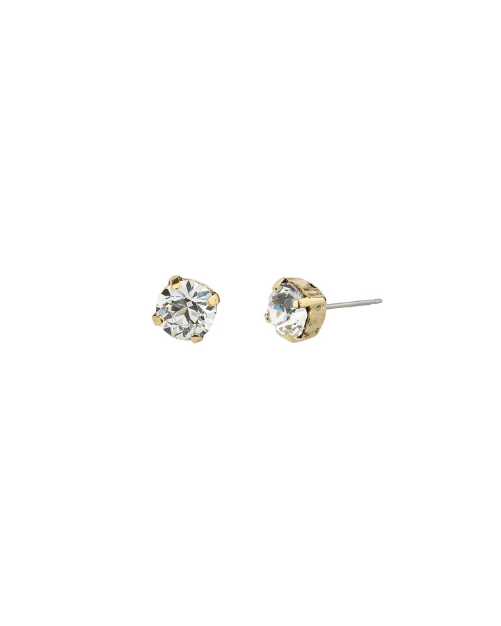 TOVA-Oakland Studs | 8mm-Earrings-Gold Plated, White Crystal-Blue Ruby Jewellery-Vancouver Canada
