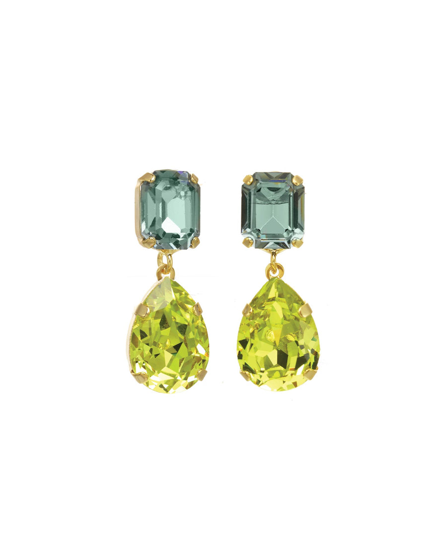 Oriana Studs Gold Plated, Blue Green Crystal