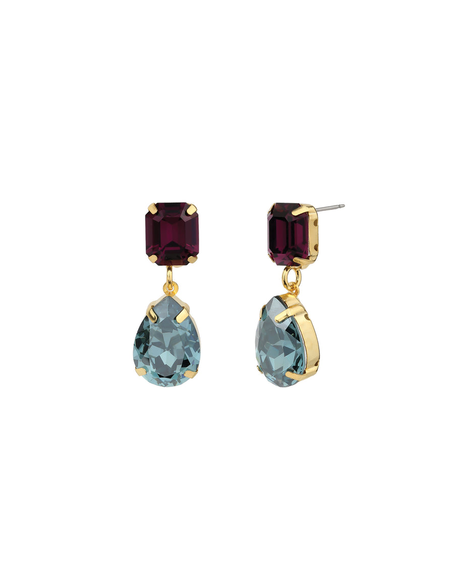TOVA-Oriana Earrings-Earrings-14k Gold Plated, Amethyst Indian Sapphire Crystal-Blue Ruby Jewellery-Vancouver Canada