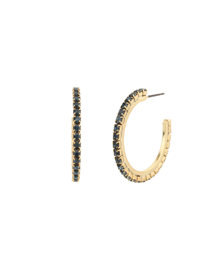 TOVA-Slim Hoops-Earrings-Gold Plated, Indian Sapphire Crystal-Blue Ruby Jewellery-Vancouver Canada