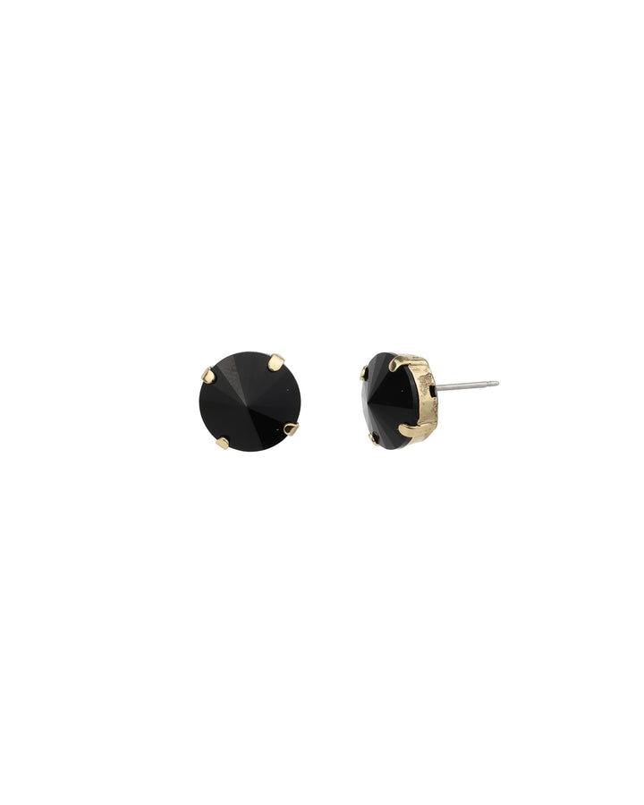TOVA-The Basic Stud | 12mm-Earrings-Gold Plated, Jet Black Crystal-Blue Ruby Jewellery-Vancouver Canada