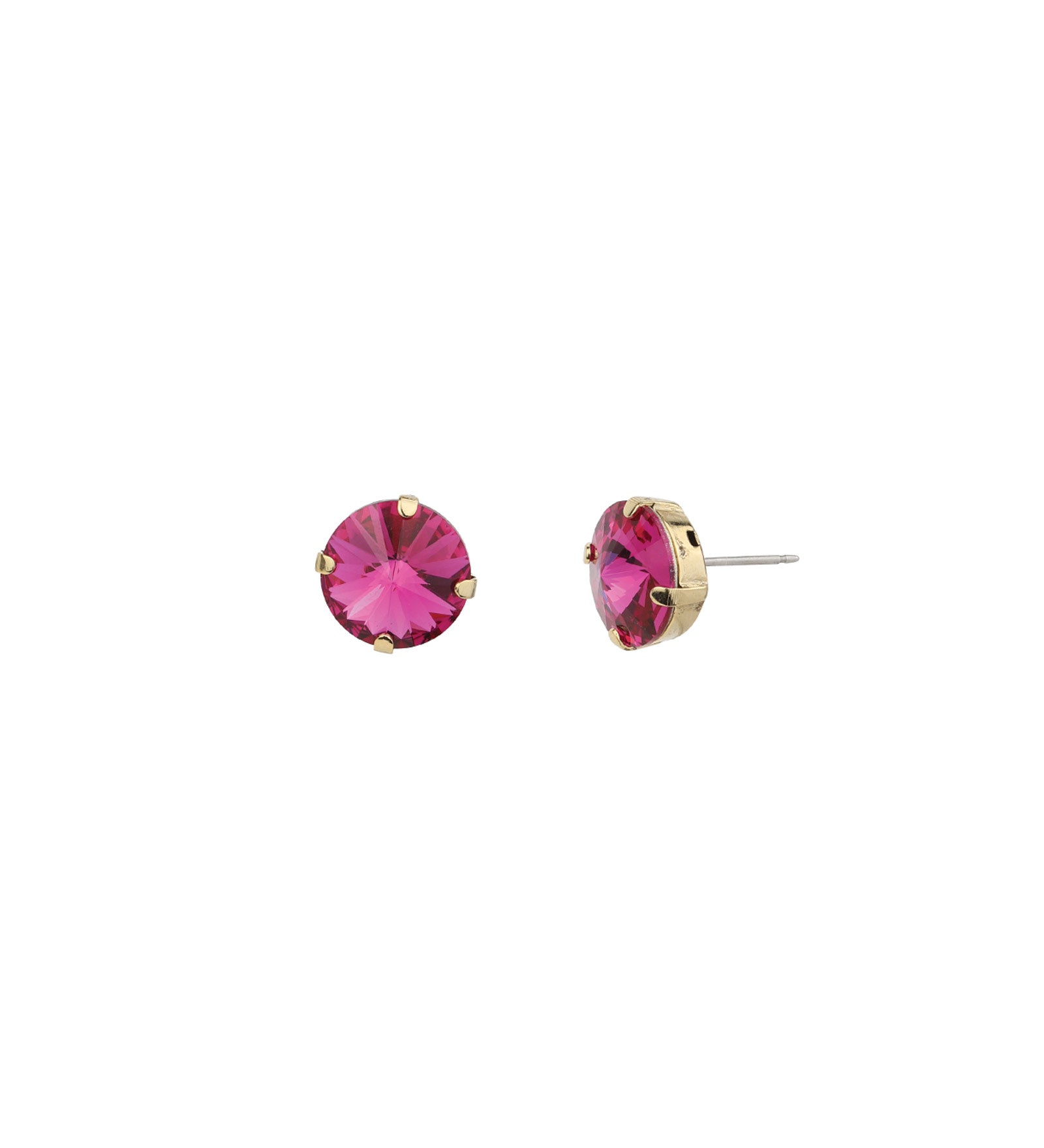 TOVA-The Basic Stud | 12mm-Earrings-Gold Plated, Fuchsia Crystal-Blue Ruby Jewellery-Vancouver Canada