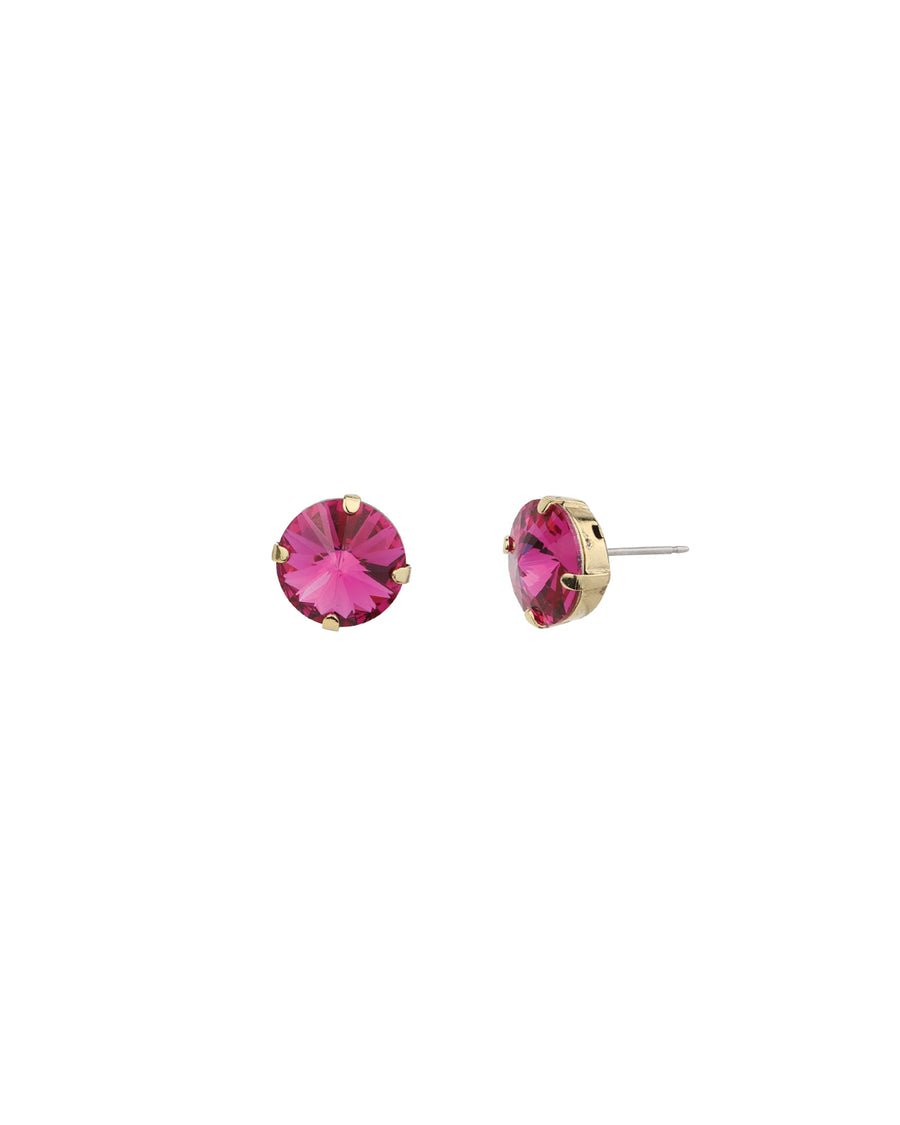 TOVA-The Basic Stud | 12mm-Earrings-Gold Plated, Fuchsia Crystal-Blue Ruby Jewellery-Vancouver Canada