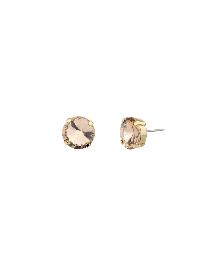 TOVA-The Basic Stud | 12mm-Earrings-Gold Plated, Light Silk Crystal-Blue Ruby Jewellery-Vancouver Canada