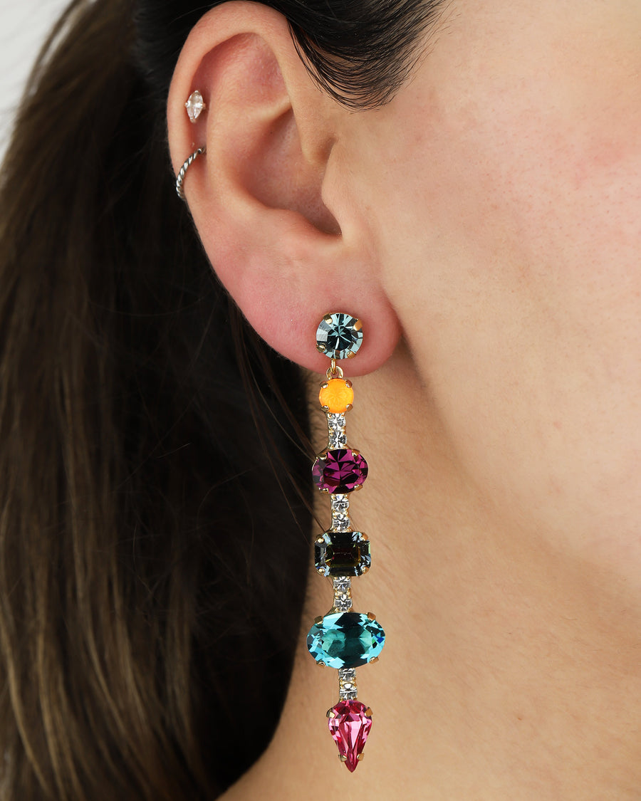TOVA-Tiana Earrings-Earrings-14k Gold Plated, Indicolite Crystal-Blue Ruby Jewellery-Vancouver Canada