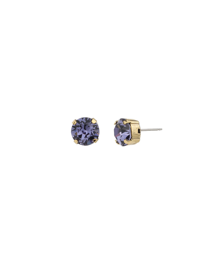 TOVA-Trentley Stud | 10mm-Earrings-Gold Plated, Tanzanite Crystal-Blue Ruby Jewellery-Vancouver Canada
