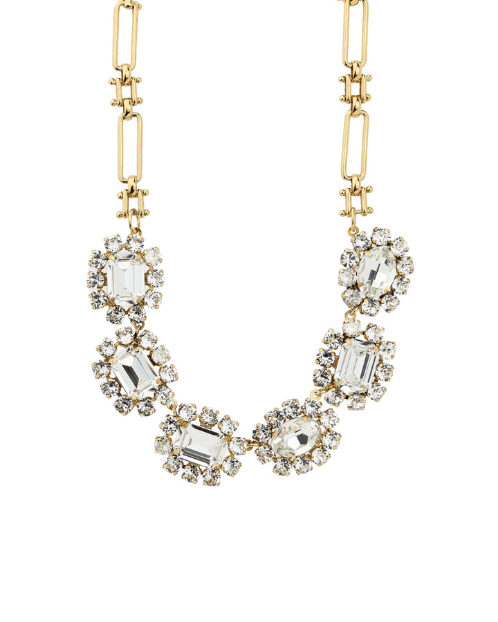 TOVA-Edith II Necklace-Necklaces-Gold Plated, White Crystal-Blue Ruby Jewellery-Vancouver Canada