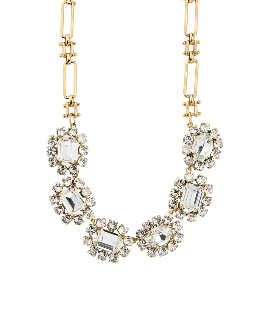 TOVA-Edith II Necklace-Necklaces-Gold Plated, White Crystal-Blue Ruby Jewellery-Vancouver Canada
