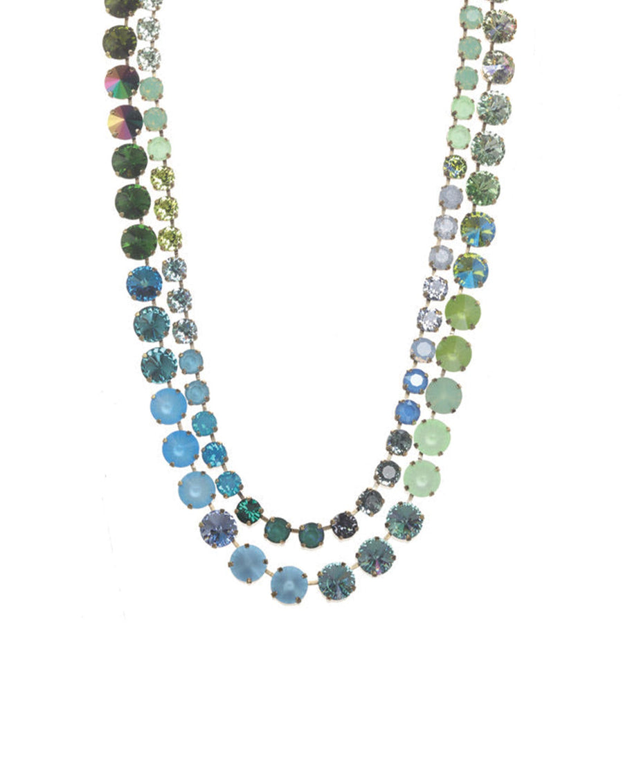 Gweneth Necklace Gold Plated, Blue Ombre Mix Crystal