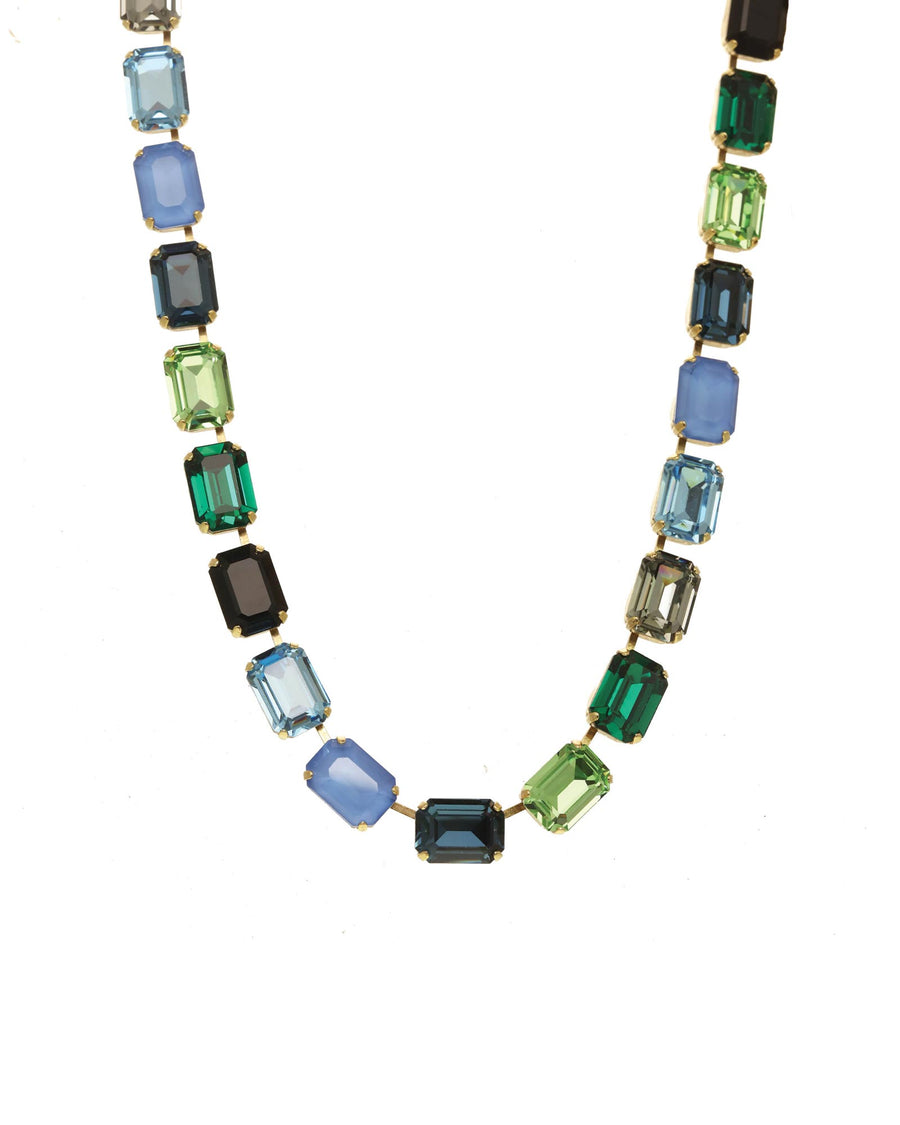 Jabari Necklace Gold Plated, Blue Green Mix Crystal