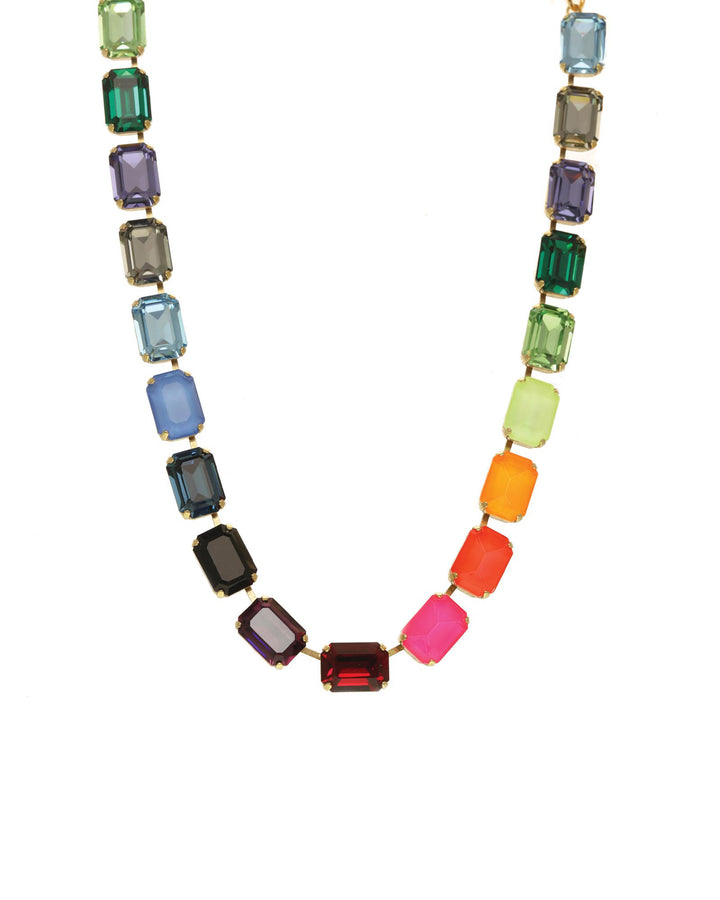 TOVA-Jabari Necklace-Necklaces-Gold Plated, Rainbow Electric Crystal-Blue Ruby Jewellery-Vancouver Canada