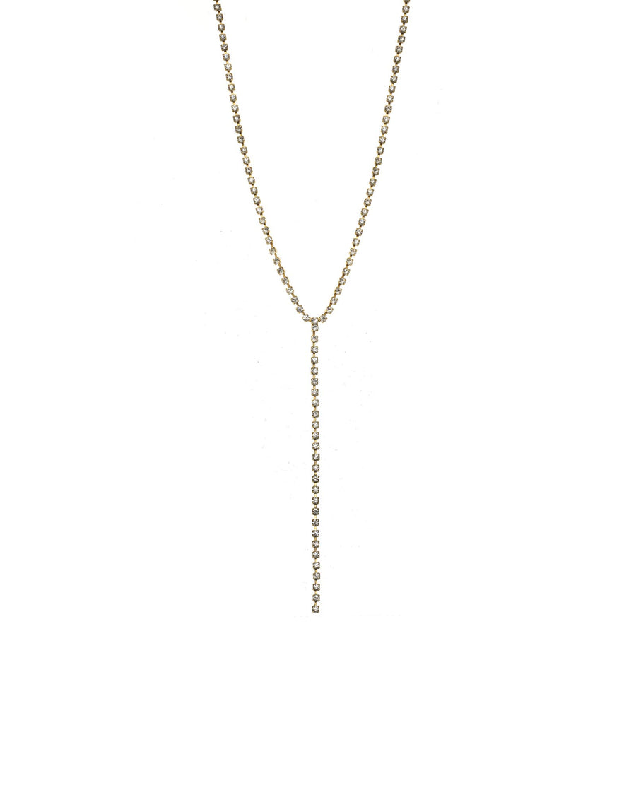 Kassandra Lariat Necklace Gold Plated, White Crystal