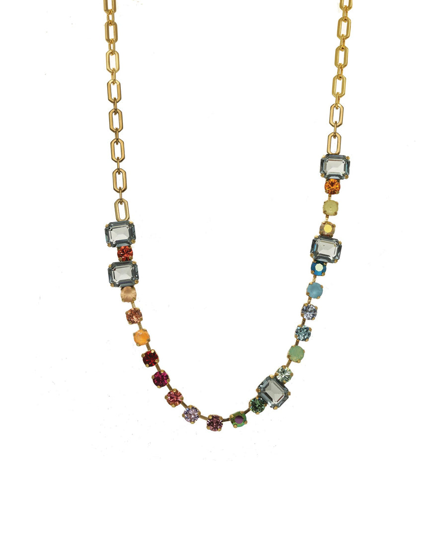 Mini Aaralyn Necklace Gold Plated, Rainbow Ombre Crystal