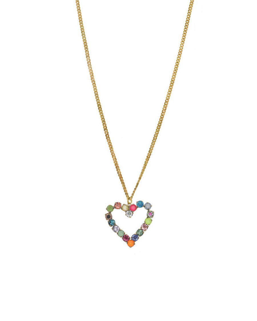 Mini Heart Necklace Gold Plated, Multi Pop Crystal