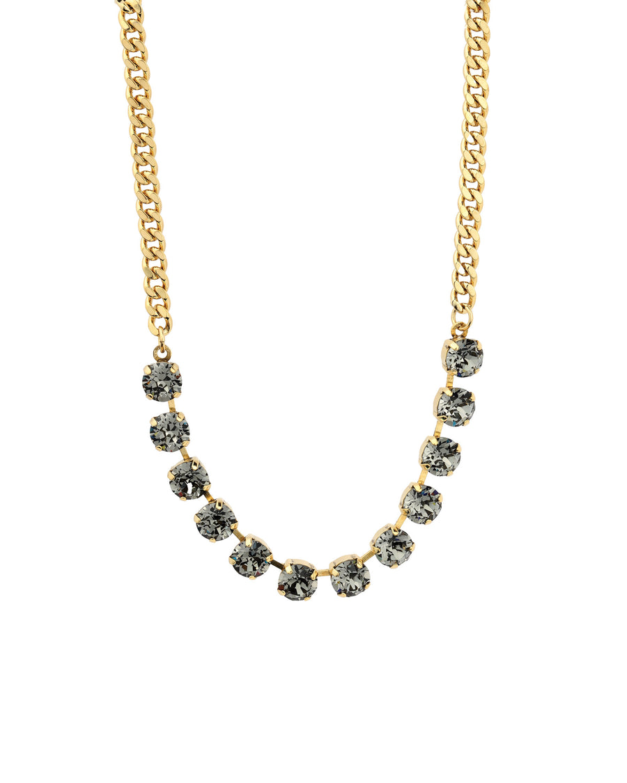 TOVA-Mini Oakland Necklace-Necklaces-Gold Plated, Black Diamond Crystal-Blue Ruby Jewellery-Vancouver Canada