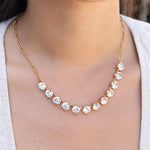 TOVA-Mini Oakland Necklace-Necklaces-Gold Plated, White Crystal-Blue Ruby Jewellery-Vancouver Canada