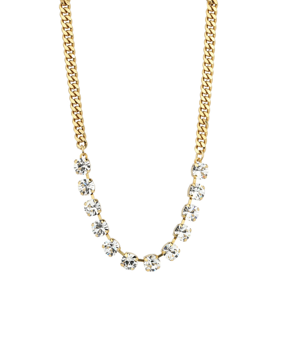 TOVA-Mini Oakland Necklace-Necklaces-Gold Plated, White Crystal-Blue Ruby Jewellery-Vancouver Canada