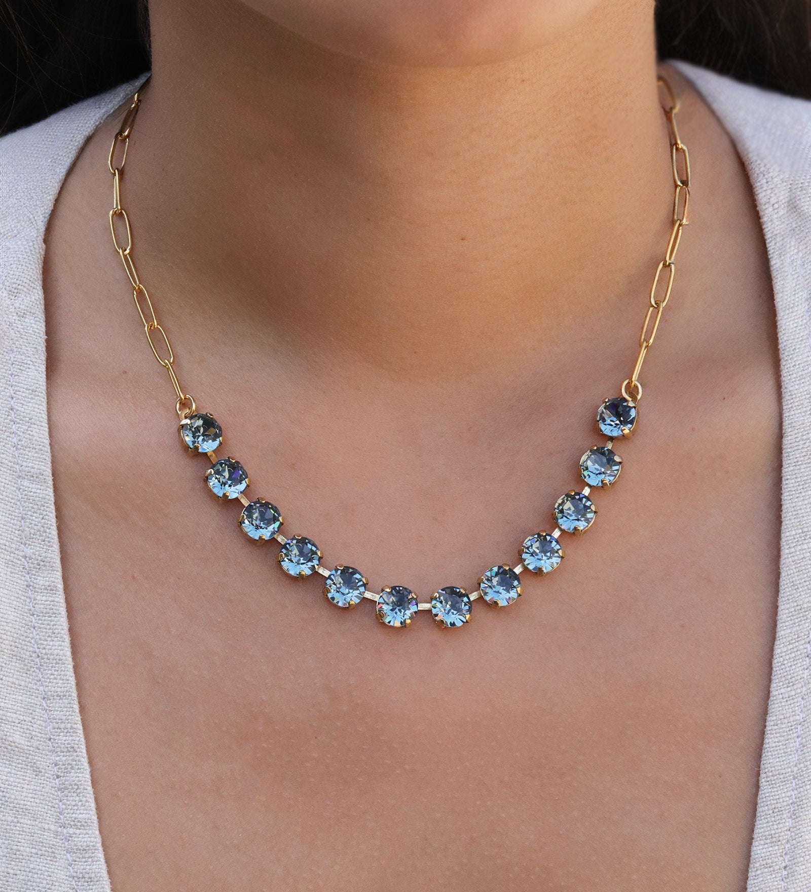 TOVA-Mini Oakland Necklace-Necklaces-Gold Plated, Indian Spphire Crystal-Blue Ruby Jewellery-Vancouver Canada