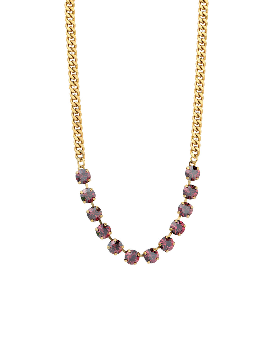 TOVA-Mini Oakland Necklace-Necklaces-Gold Plated, Rose Lustre Crystal-Blue Ruby Jewellery-Vancouver Canada