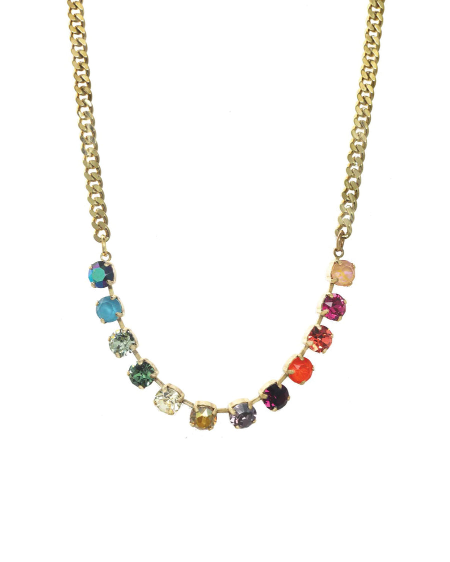 TOVA-Mini Oakland Necklace-Necklaces-Gold Plated, Rainbow Crystal-Blue Ruby Jewellery-Vancouver Canada