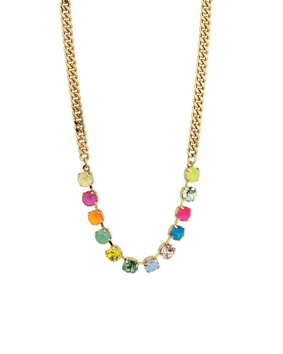 TOVA-Mini Oakland Necklace-Necklaces-Gold Plated, Pop Multi Crystal-Blue Ruby Jewellery-Vancouver Canada