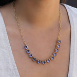 TOVA-Mini Oakland Necklace-Necklaces-Gold Plated, Tanzanite Crystal-Blue Ruby Jewellery-Vancouver Canada