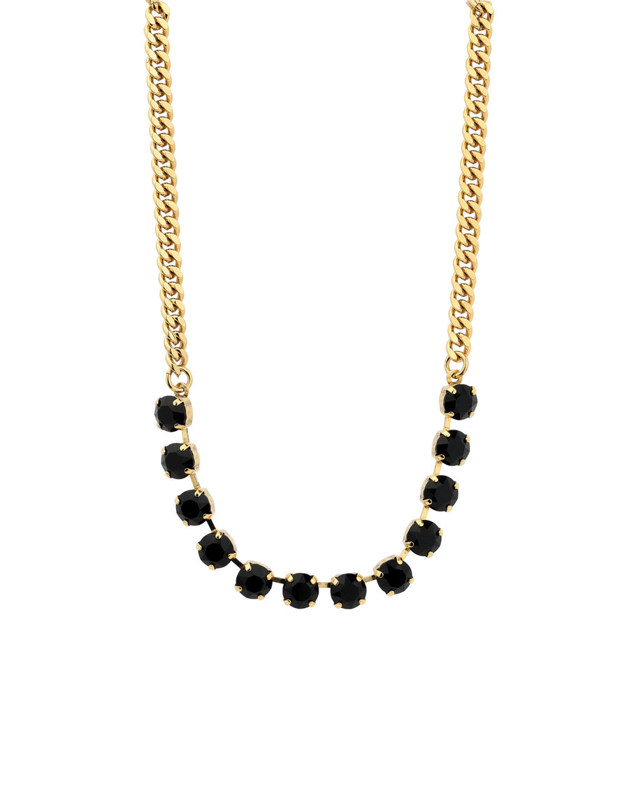 TOVA-Mini Oakland Necklace-Necklaces-Gold Plated, Jet Black Crystal-Blue Ruby Jewellery-Vancouver Canada