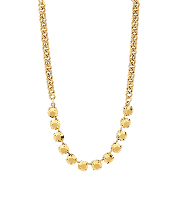 TOVA-Mini Oakland Necklace-Necklaces-Gold Plated, Gold Metallic Crystal-Blue Ruby Jewellery-Vancouver Canada