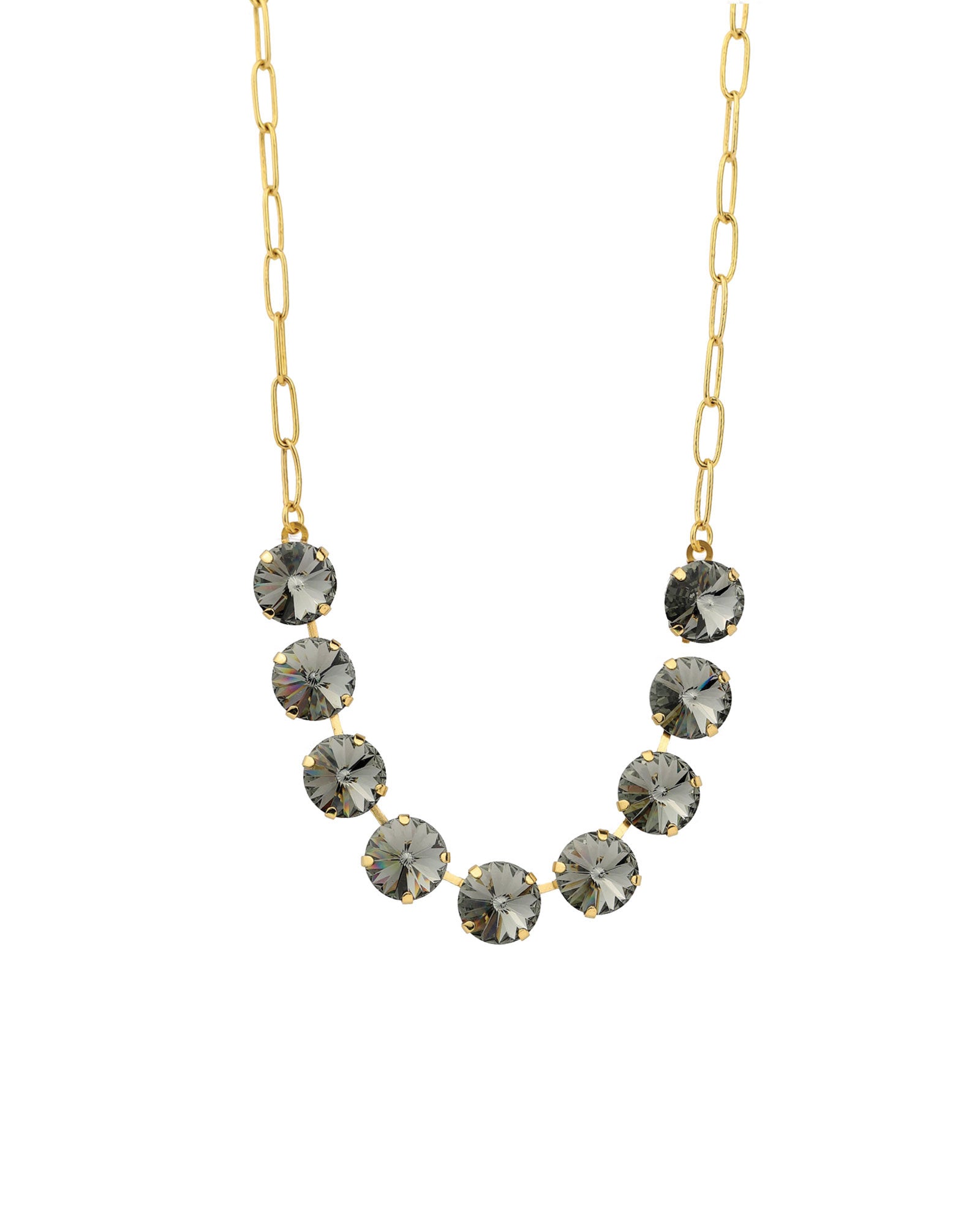 TOVA-Mini Sofia Necklace-Necklaces-Gold Plated, Black Diamond Crystal-Blue Ruby Jewellery-Vancouver Canada