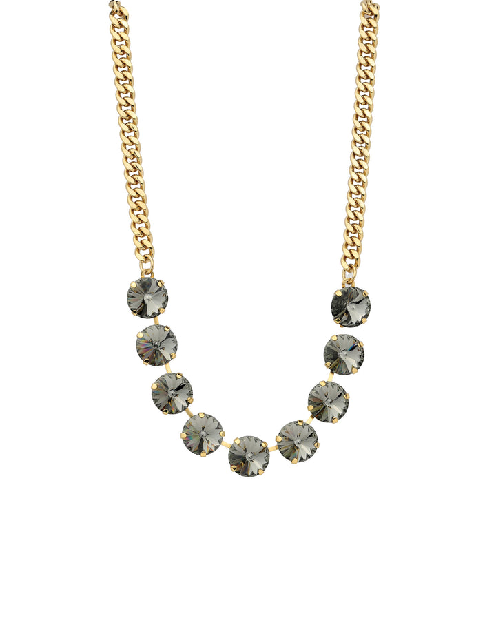 TOVA-Mini Sofia Necklace-Necklaces-Gold Plated, Black Diamond Crystal-Blue Ruby Jewellery-Vancouver Canada