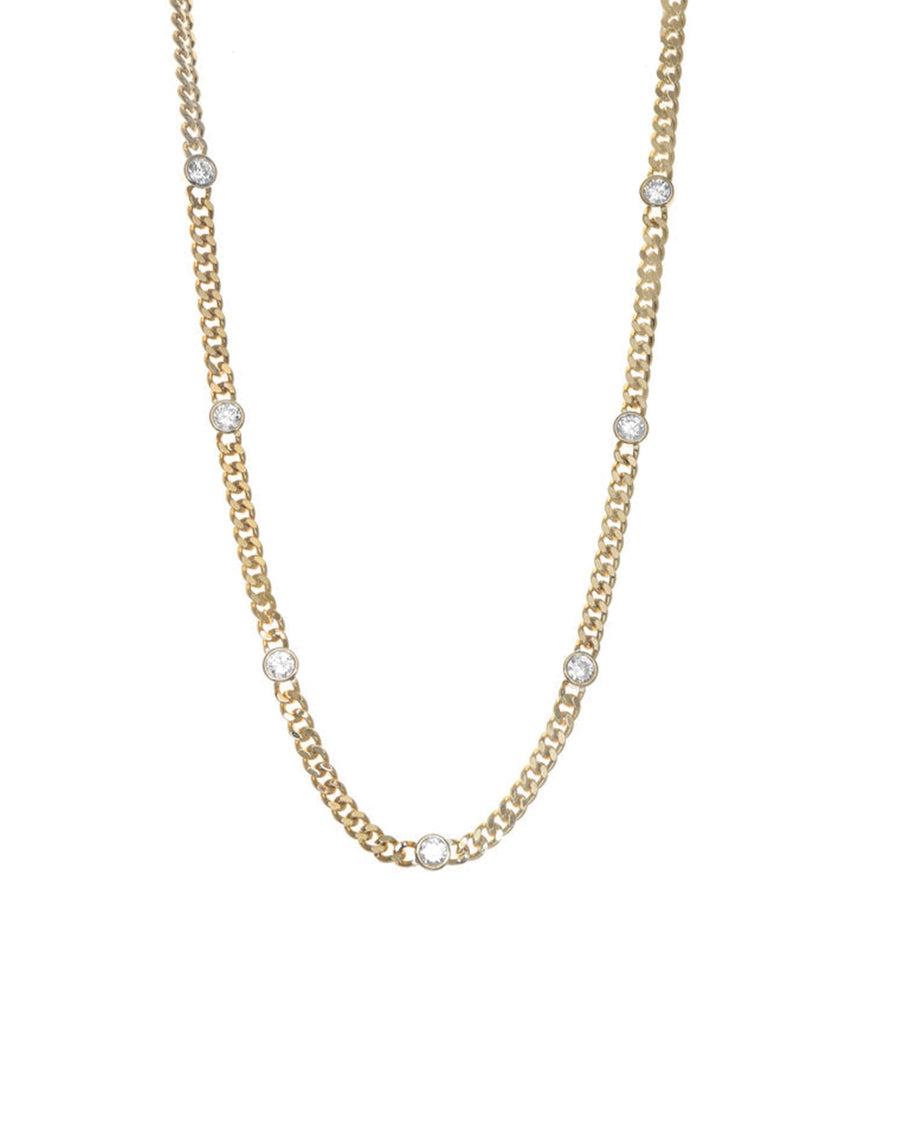 Owen Necklace Gold Plated, White Crystal