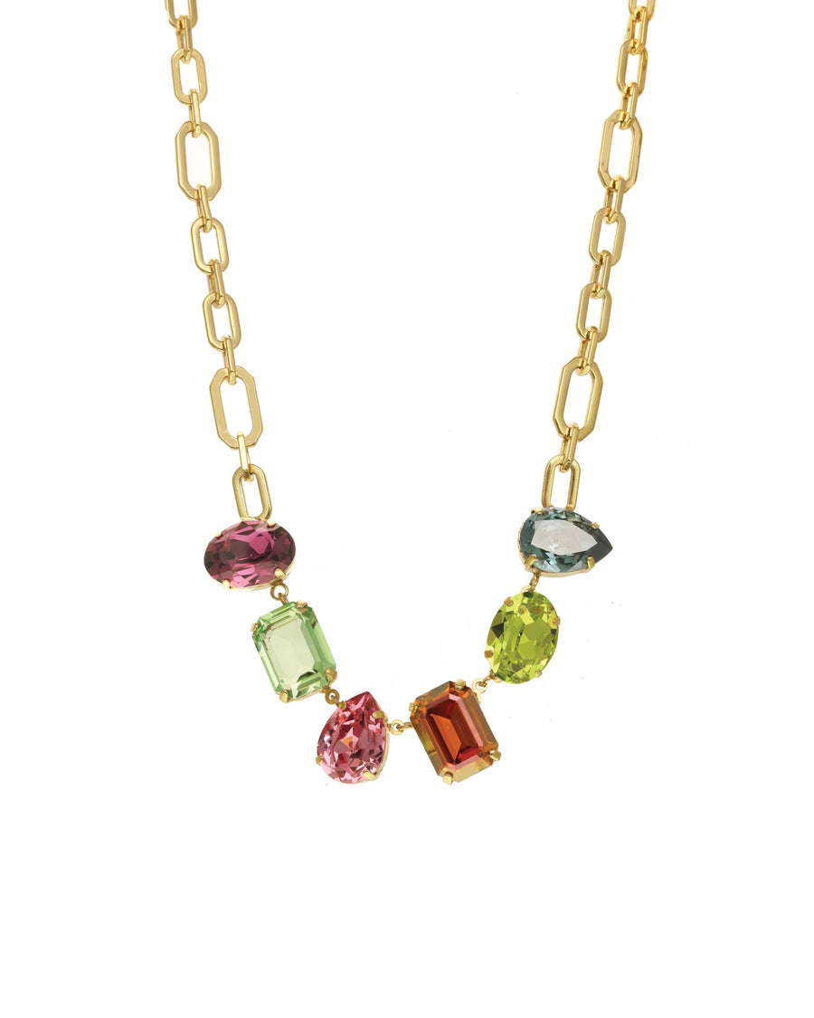 Primrose Necklace Gold Plated, Multi Crystal