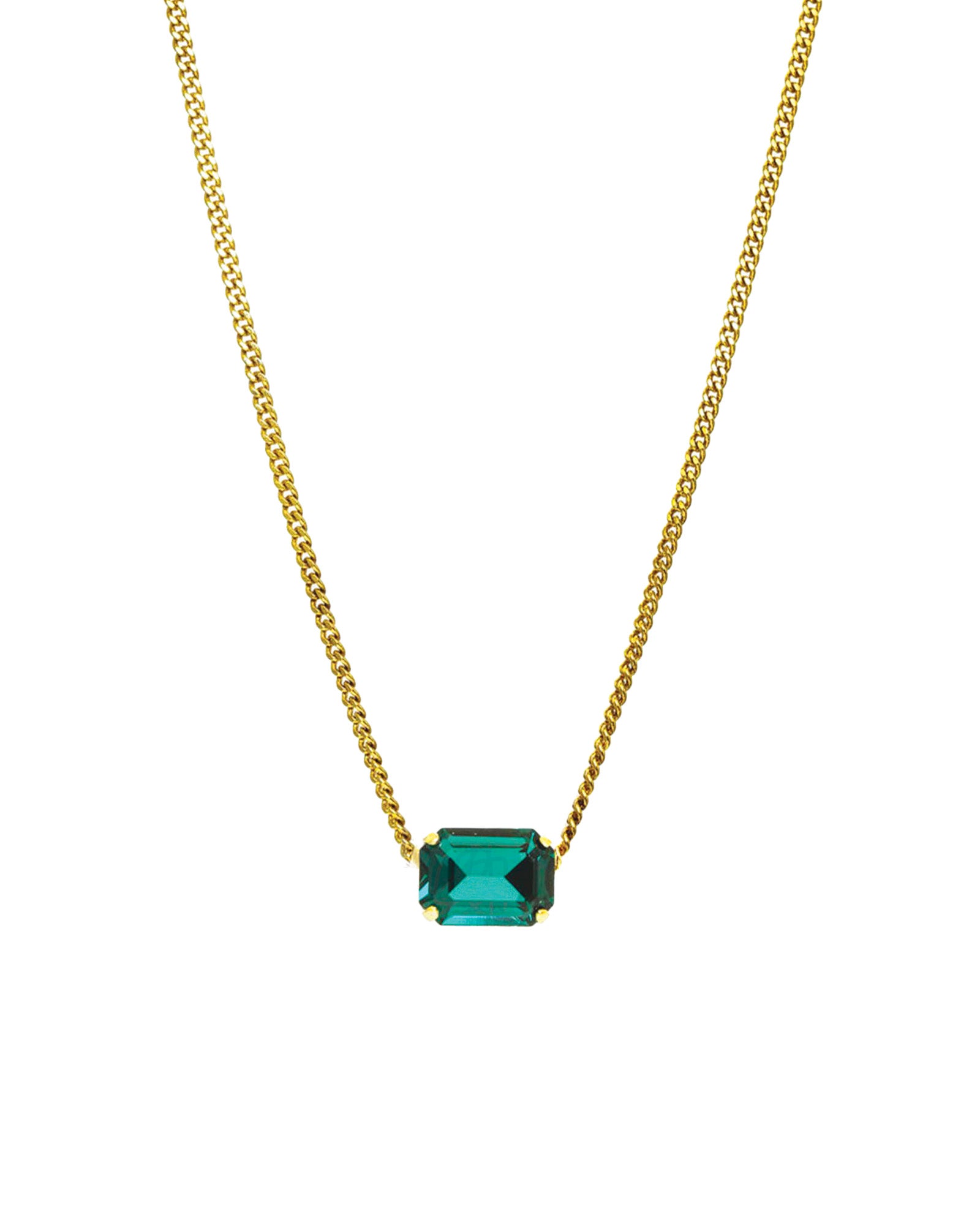 TOVA-Rubin Necklace-Necklaces-14k Gold Plated, Emerald Crystal-Blue Ruby Jewellery-Vancouver Canada