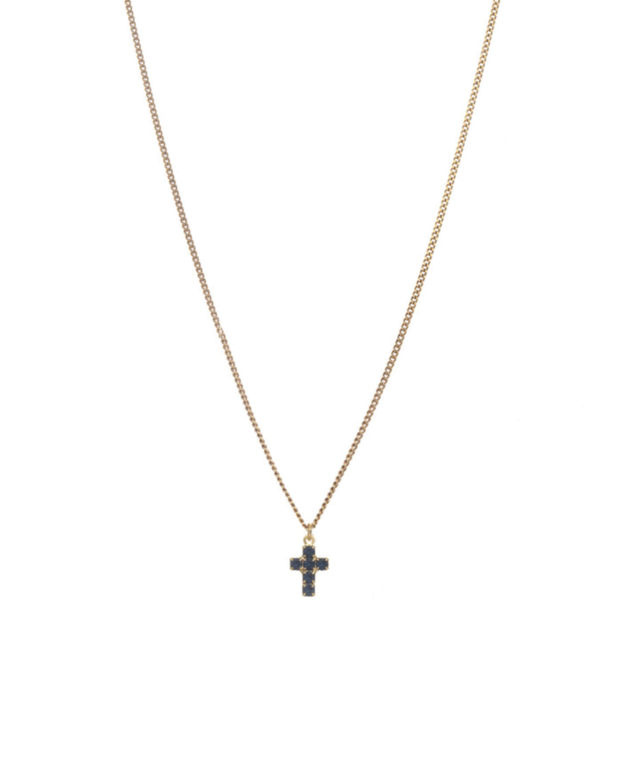 Single Mini Cross Necklace Gold Plated, Montana Crystal