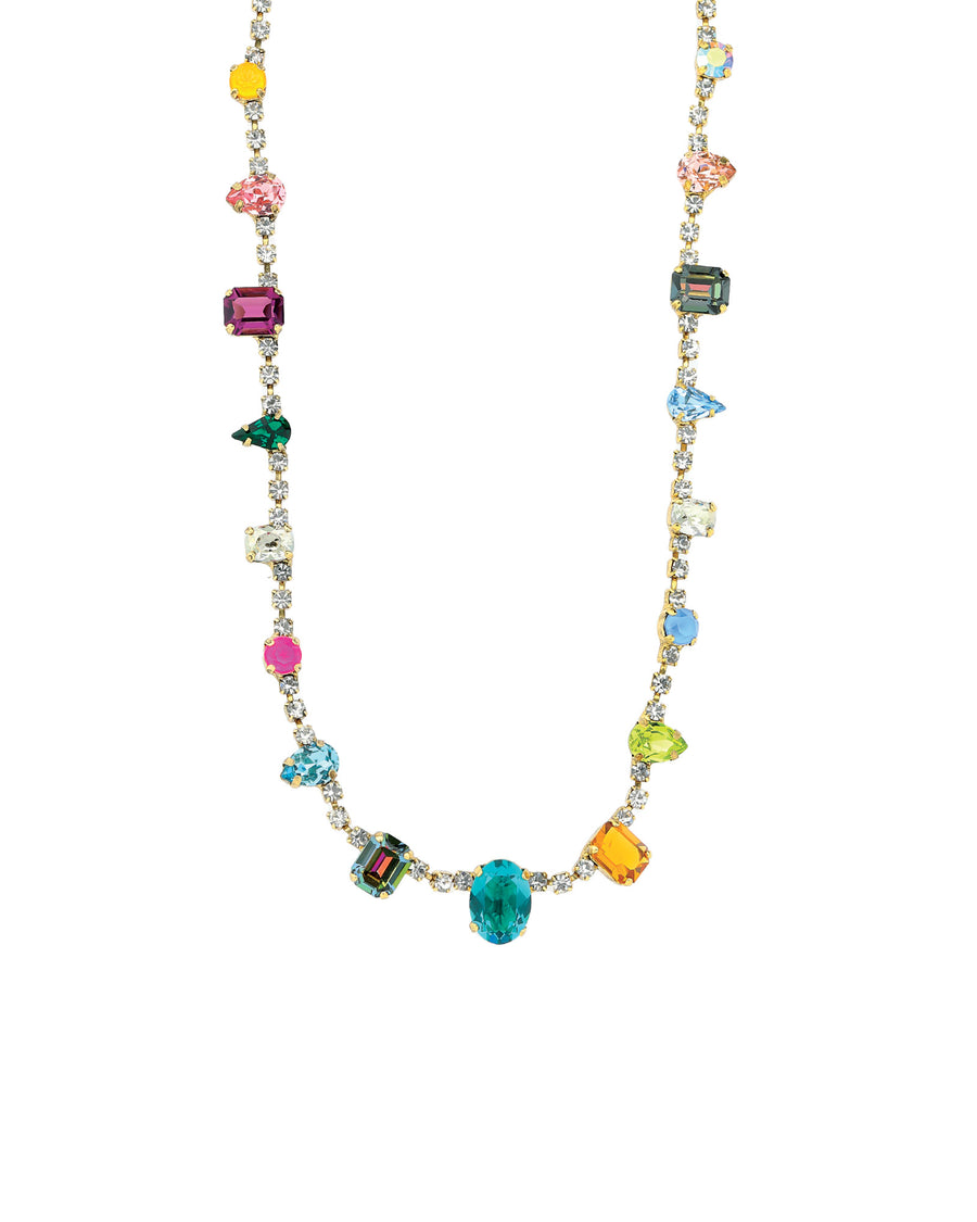 TOVA-Tiana Necklace-Necklaces-14k Gold Plated, Multi Crystal-Blue Ruby Jewellery-Vancouver Canada