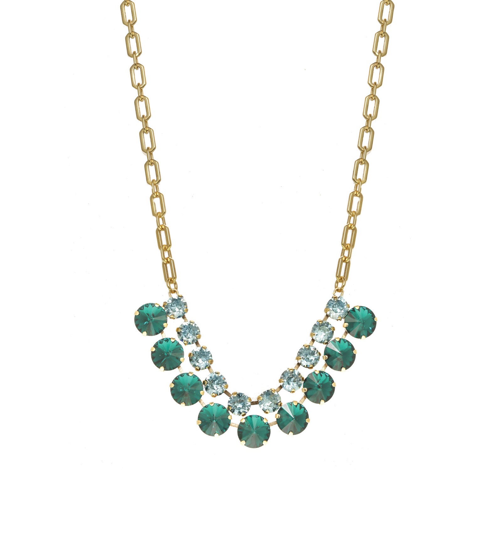 TOVA-Vivica Necklace-Necklaces-Gold Plated, Emerald Crystal-Blue Ruby Jewellery-Vancouver Canada