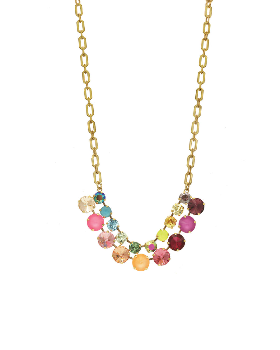 Vivica Necklace Gold Plated, Rainbow Crystal