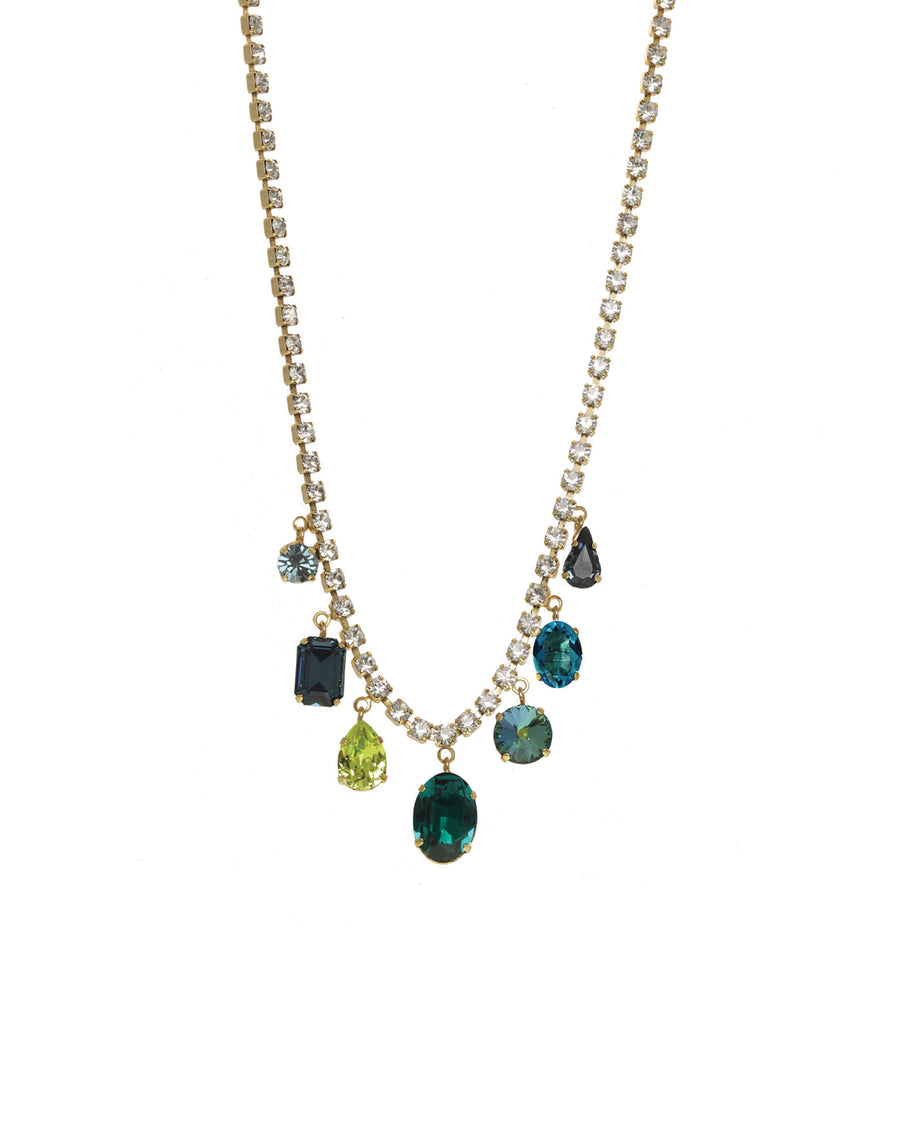 TOVA-Zeren Necklace-Necklaces-Gold Plated, Emerald Crystal-Blue Ruby Jewellery-Vancouver Canada