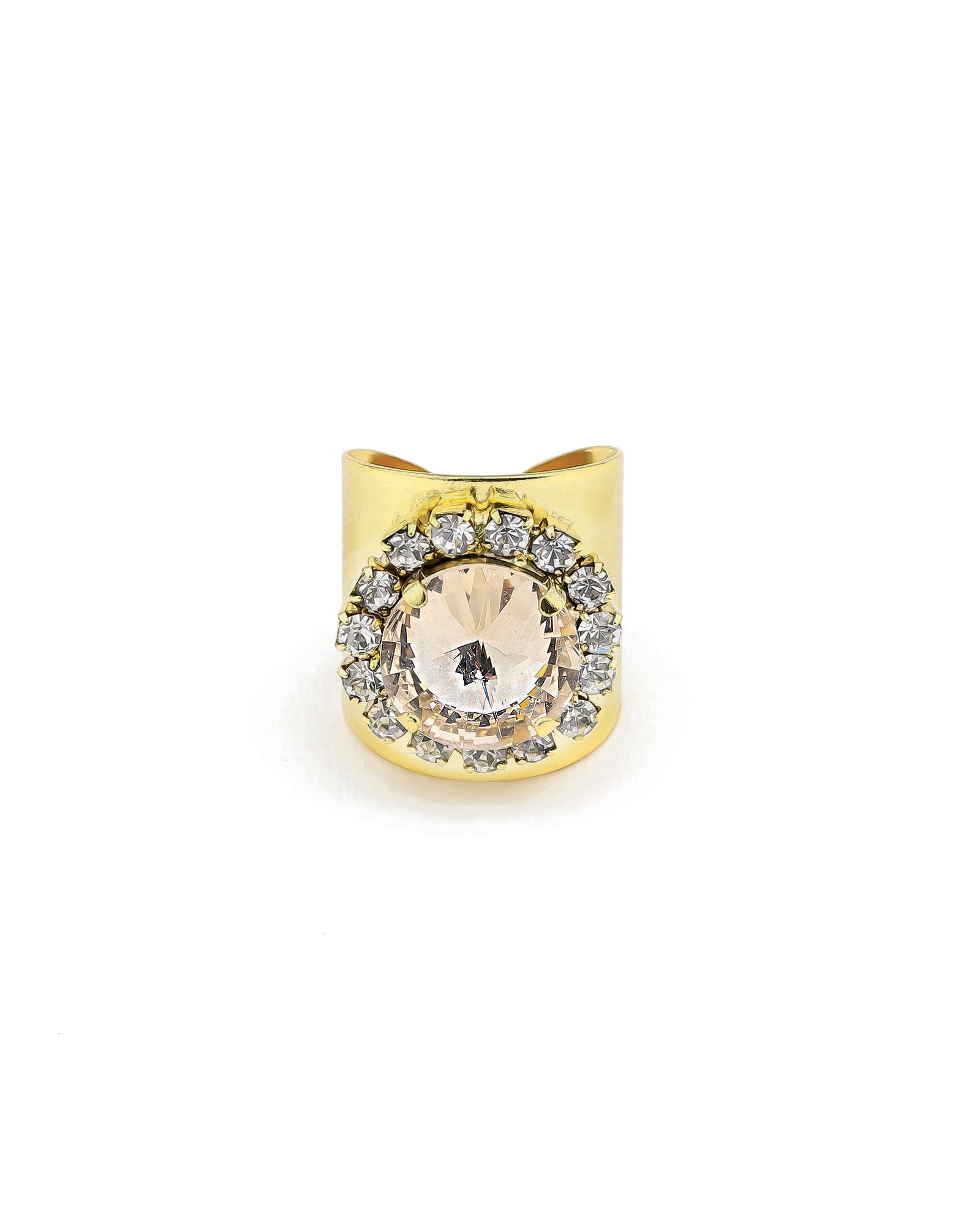 TOVA-Jacci Ring-Rings-Gold Plated, Light Silk Crystal-Blue Ruby Jewellery-Vancouver Canada
