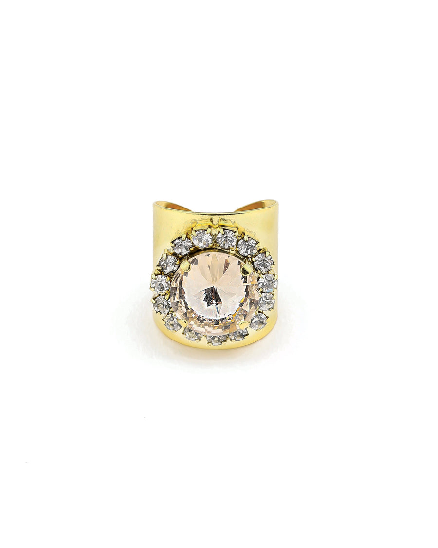 TOVA-Jacci Ring-Rings-Gold Plated, Light Silk Crystal-Blue Ruby Jewellery-Vancouver Canada