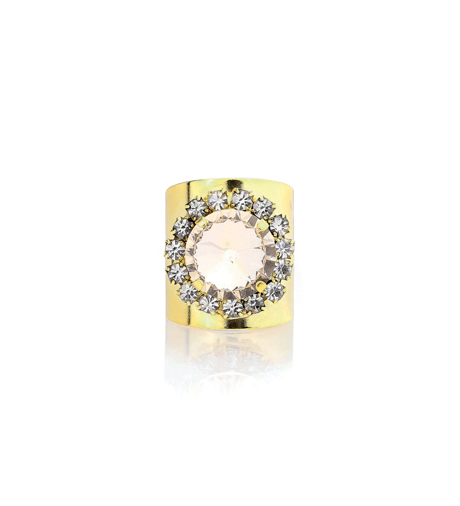 TOVA-Jacci Ring-Rings-Gold Plated, Light Silk Crystal-Blue Ruby Jewellery-Vancouver Canada