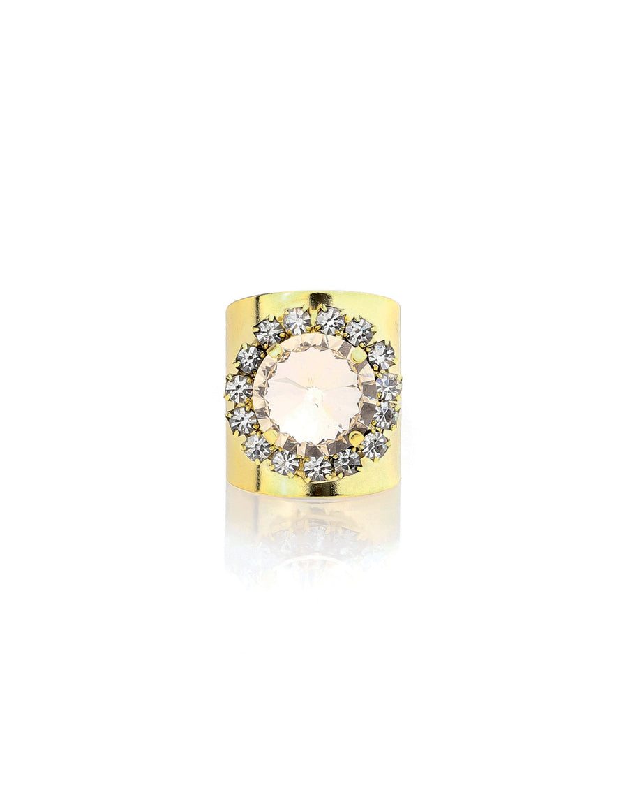 TOVA-Jacci Ring-Rings-Gold Plated, Light Silk Crystal-Blue Ruby Jewellery-Vancouver Canada