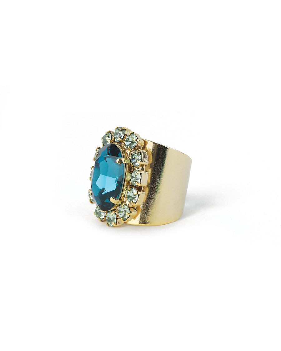 TOVA-Suki Ring-Rings-Gold Plated, Indicolite Chrysolite Mix Crystal-Blue Ruby Jewellery-Vancouver Canada