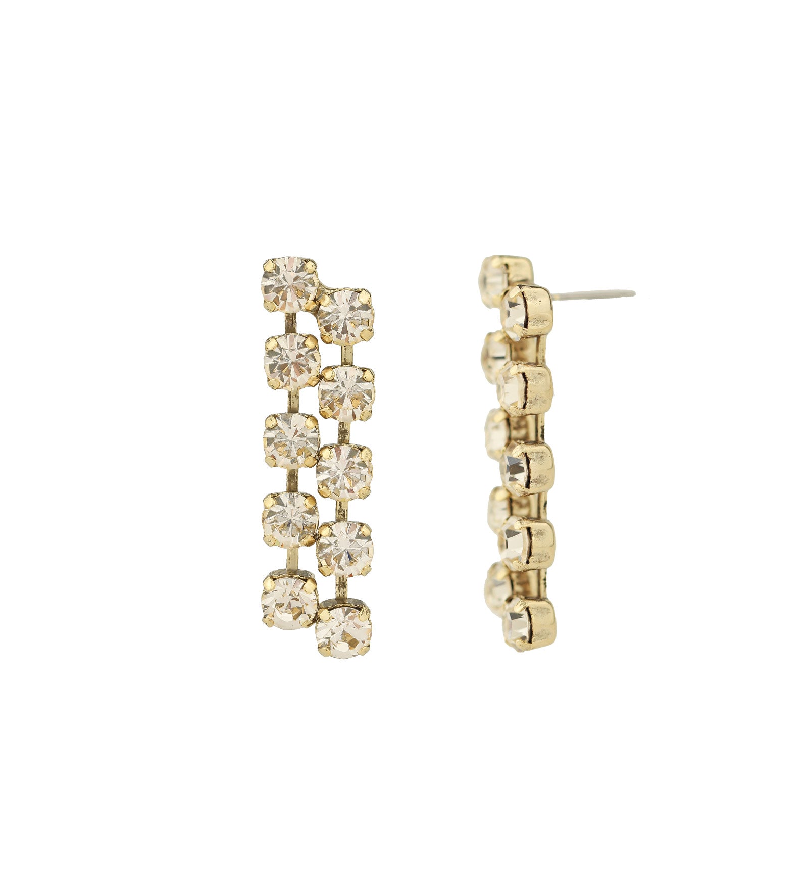 TOVA-Mini Cady Studs-Earrings-Gold Plated, Light Silk Crystal-Blue Ruby Jewellery-Vancouver Canada